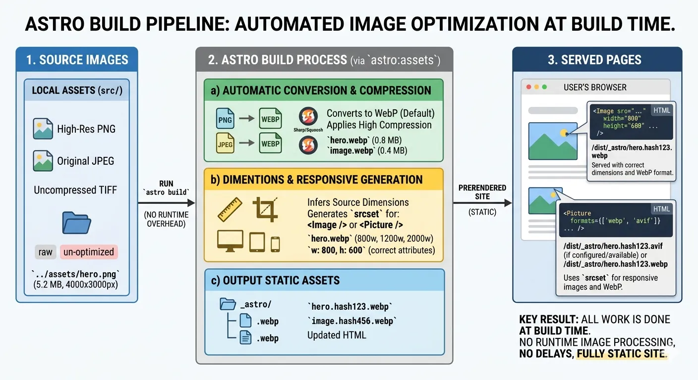 Architecture diagram comparing traditional single-page application loading where a heavy JavaScript bundle blocks the entire page versus Astro's island architecture where individual interactive components hydrate independently and in parallel