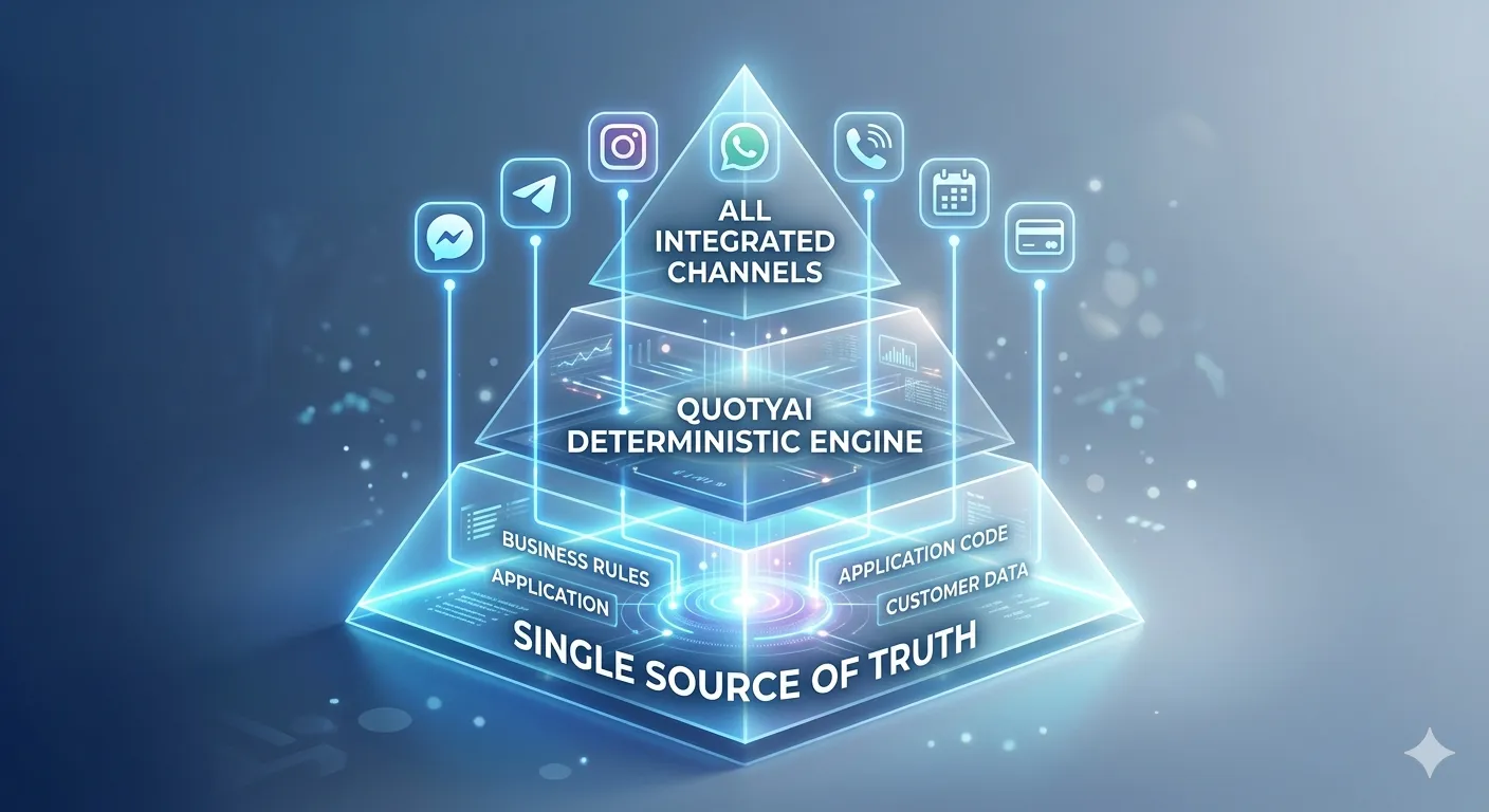 Diagram showing bidirectional data flow between Inbox, AI Coding Agent, and CRM systems